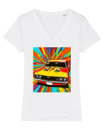 Masina Sport Pop Art Tricou mânecă scurtă guler V Damă Evoker