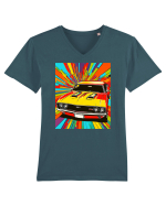 Masina Sport Pop Art Tricou mânecă scurtă guler V Bărbat Presenter
