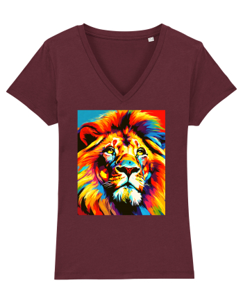 Lion Pop Art Burgundy