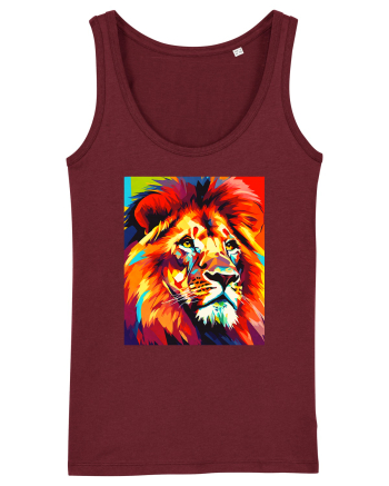 Lion Pop Art Burgundy
