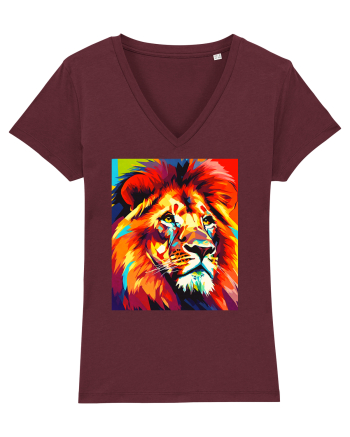 Lion Pop Art Burgundy