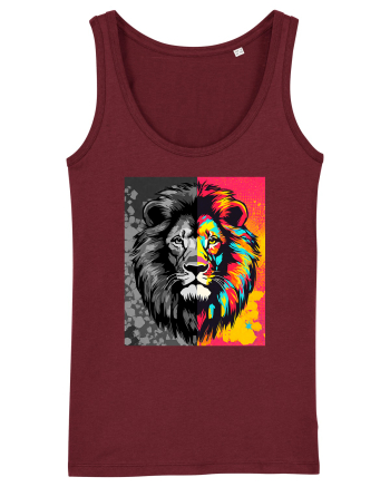 Lion Pop Art Burgundy