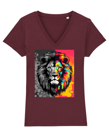 Lion Pop Art Burgundy