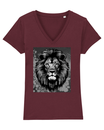 Lion Pop Art Burgundy