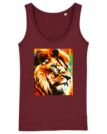 Lion Pop Art Burgundy