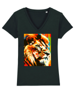 Lion Pop Art Tricou mânecă scurtă guler V Damă Evoker