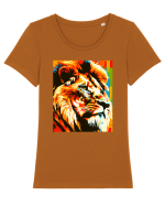 Lion Pop Art Tricou mânecă scurtă guler larg fitted Damă Expresser