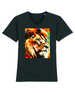 Lion Pop Art Tricou mânecă scurtă guler V Bărbat Presenter