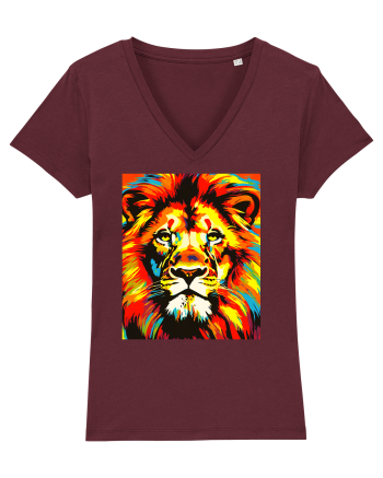 Lion Pop Art Burgundy