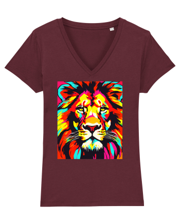 Lion Pop Art Burgundy
