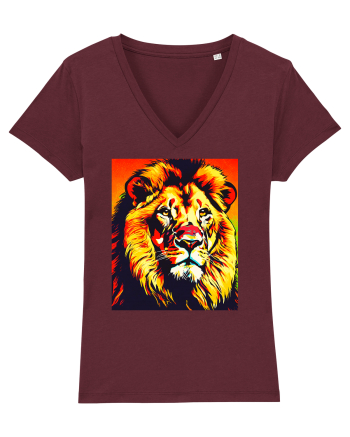 Lion Pop Art Burgundy