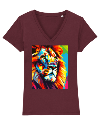 Lion Pop Art Burgundy