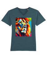 Lion Pop Art Tricou mânecă scurtă guler V Bărbat Presenter