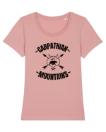 Carpathian Mountains.Muntii Carpati Tricou mânecă scurtă guler larg fitted Damă Expresser