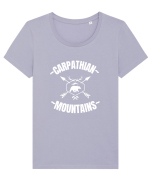 Carpathian Mountains.Muntii Carpati Tricou mânecă scurtă guler larg fitted Damă Expresser