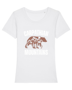 Carpathian Mountains.Muntii Carpati Tricou mânecă scurtă guler larg fitted Damă Expresser