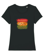 African Design Tricou mânecă scurtă guler larg fitted Damă Expresser