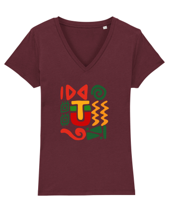 Africa Tribal Pattern Burgundy