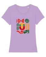 Africa Tribal Pattern Tricou mânecă scurtă guler larg fitted Damă Expresser