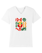 Africa Tribal Pattern Tricou mânecă scurtă guler V Bărbat Presenter