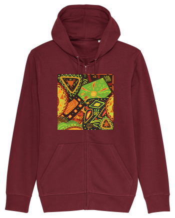 African Pattern Burgundy