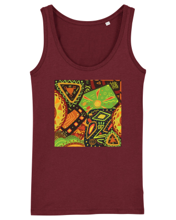 African Pattern Burgundy