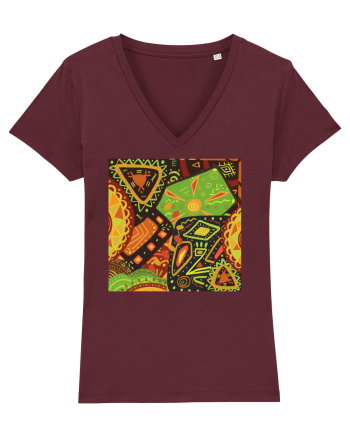 African Pattern Burgundy