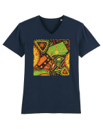 African Pattern Tricou mânecă scurtă guler V Bărbat Presenter