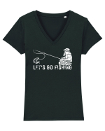 Let's Go Fishing Tricou mânecă scurtă guler V Damă Evoker