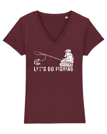 Let's Go Fishing Burgundy