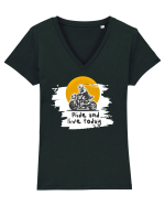 Motorcycle  Tricou mânecă scurtă guler V Damă Evoker