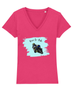 Motorcycle  Tricou mânecă scurtă guler V Damă Evoker