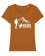 Hiking with my best friend Tricou mânecă scurtă guler larg fitted Damă Expresser