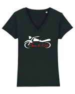 Motorcycle . Born To Ride Tricou mânecă scurtă guler V Damă Evoker