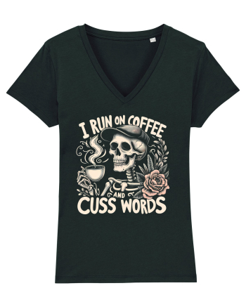 I Run On Coffee and Cuss Words Black