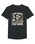 I Run On Coffee and Cuss Words Tricou mânecă scurtă guler larg Bărbat Skater