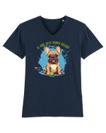 NU SE ARUNCA SINGURA - Bulldog Francez Tricou mânecă scurtă guler V Bărbat Presenter