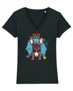 NU -  Bulldog Francez Tricou mânecă scurtă guler V Damă Evoker