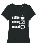 Funny Coding Tricou mânecă scurtă guler larg fitted Damă Expresser