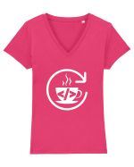 Funny Coding Tricou mânecă scurtă guler V Damă Evoker
