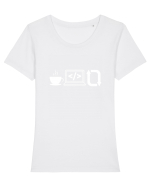 Funny Coding Tricou mânecă scurtă guler larg fitted Damă Expresser