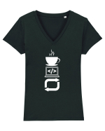 Funny Coding Tricou mânecă scurtă guler V Damă Evoker