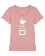 Funny Coding Tricou mânecă scurtă guler larg fitted Damă Expresser