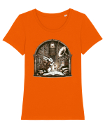Vintage Steampunk Easter Rabbit Tricou mânecă scurtă guler larg fitted Damă Expresser