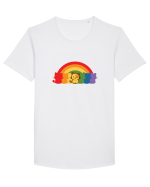 Rainbow Cat Tricou mânecă scurtă guler larg Bărbat Skater