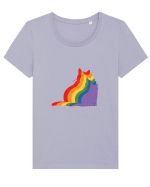 Rainbow Cat Tricou mânecă scurtă guler larg fitted Damă Expresser