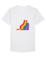 Rainbow Cat Tricou mânecă scurtă guler larg Bărbat Skater