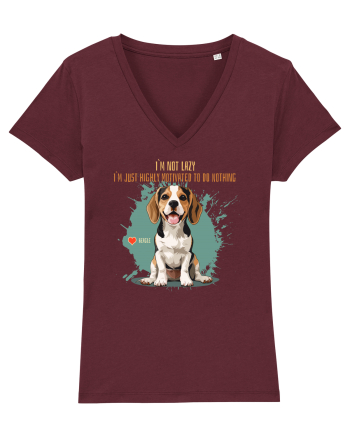 NOT LAZY, JUST MOTIVATED TO DO NOTHING - Beagle Burgundy