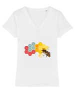 Honey Bee Tricou mânecă scurtă guler V Damă Evoker