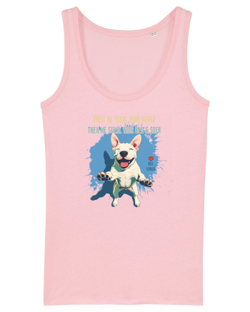 FIRST WE STEAL YOUR HEART, THEN YOUR BED & SOFA - Bull Terrier Cotton Pink